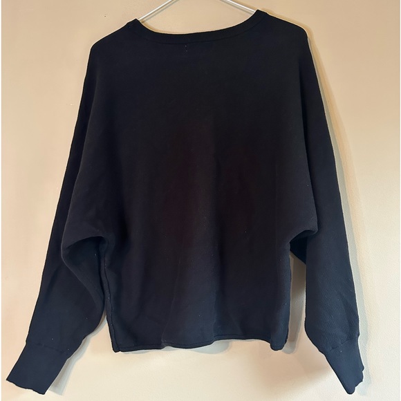 Calvin Klein CK Monogram Logo Dolman Sleeve Cropped Sweater Cotton Black/White - Picture 8 of 12